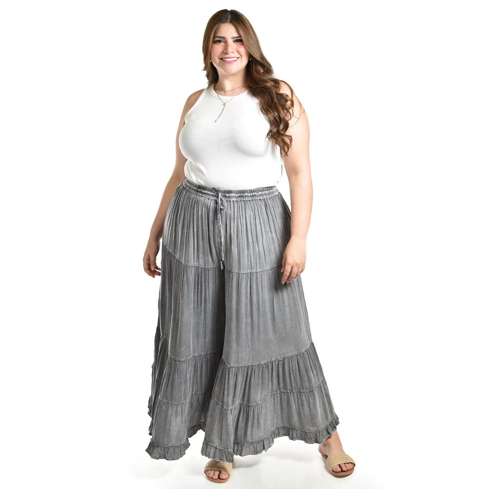 Foto 2 pulgar | Pantalon Estilo Palazzo Roman Fashion /tallas Extras, 042 (gris Obscuro) Gris
