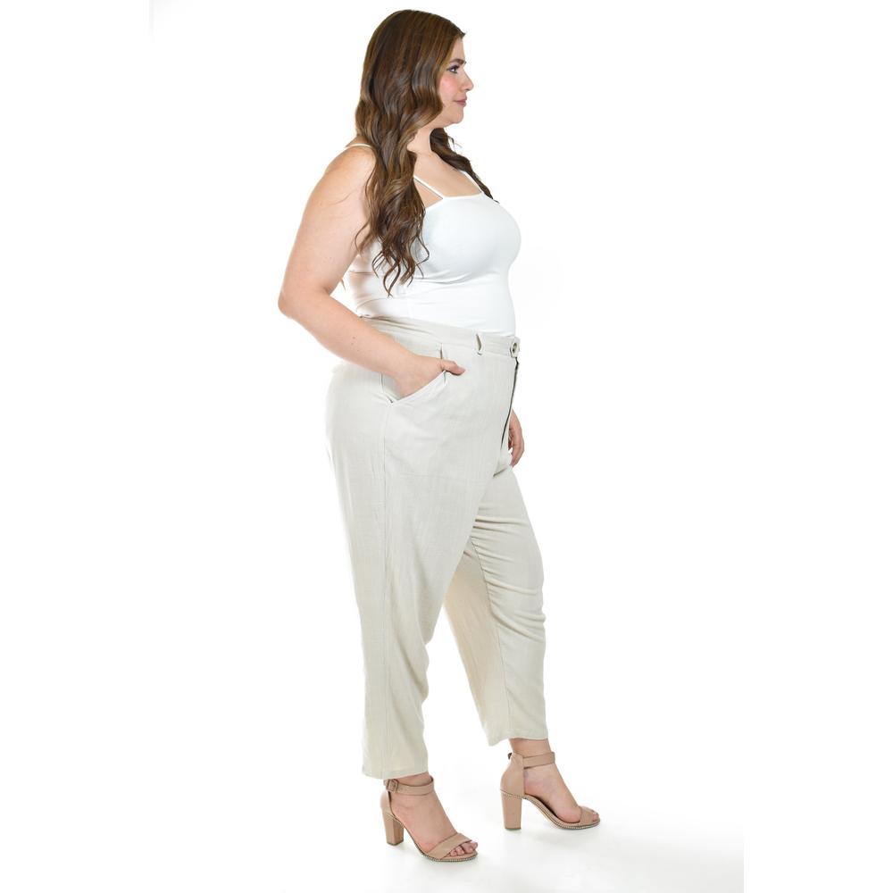Foto 3 pulgar | Pantalon De Lino De Doble Boton Roman Fashion /tallas Extras, 58749 (beige) Beige