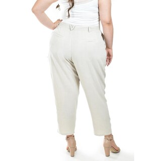 Foto 3 | Pantalon De Lino De Doble Boton Roman Fashion /tallas Extras, 58749 (beige) Beige