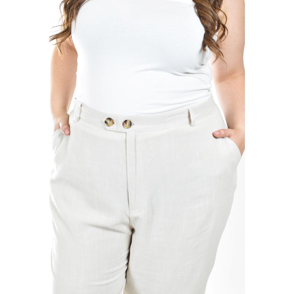 Foto 5 pulgar | Pantalon De Lino De Doble Boton Roman Fashion /tallas Extras, 58749 (beige) Beige