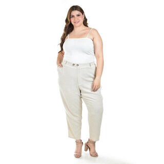 Foto 6 | Pantalon De Lino De Doble Boton Roman Fashion /tallas Extras, 58749 (beige) Beige