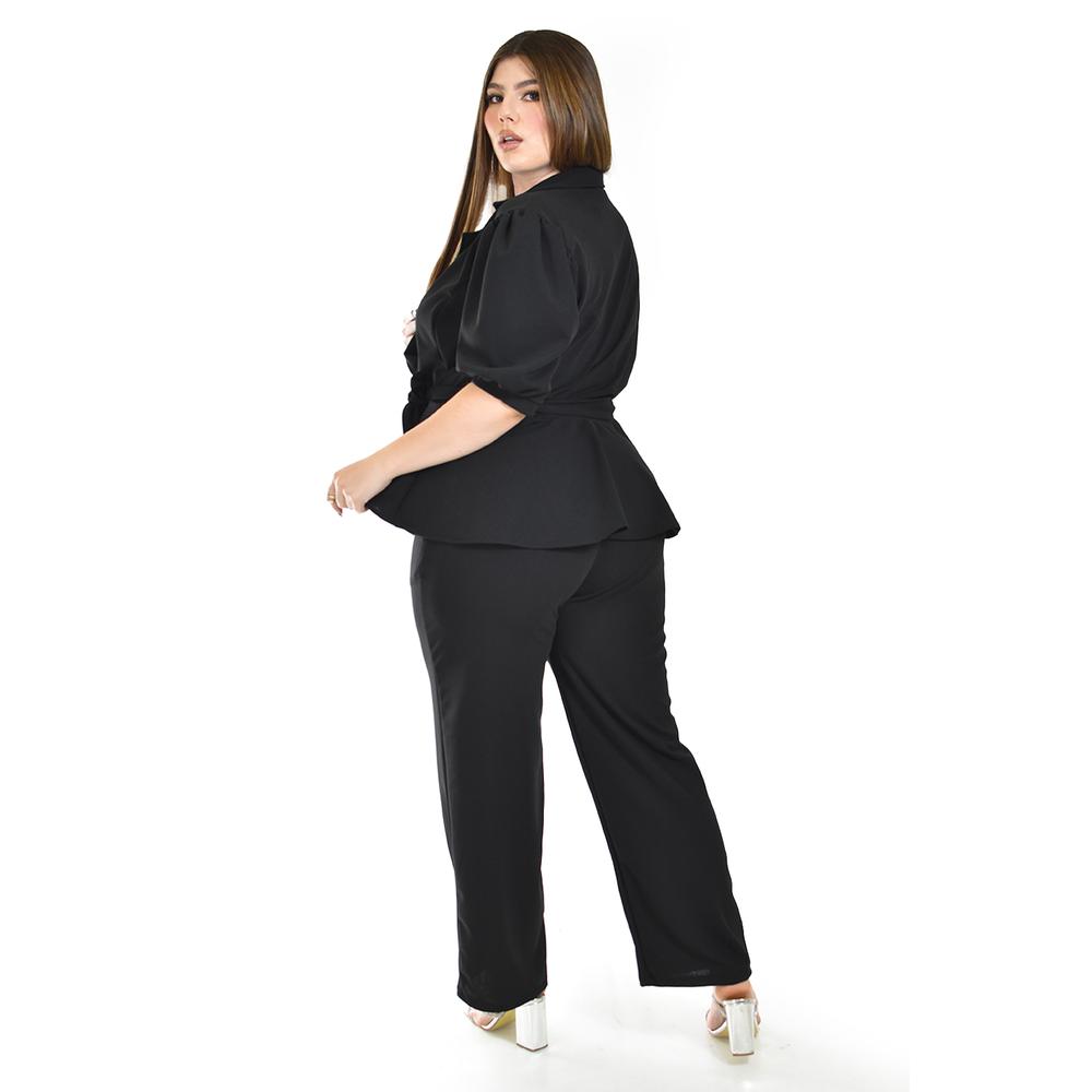 Foto 4 pulgar | Set Pantalon Y Blusa Corte Peplum Roman Fashion /tallas Extras, 4362 (negro) Negro