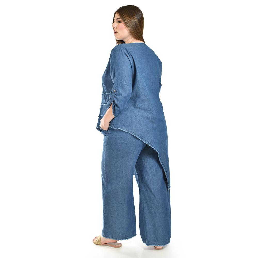 Foto 2 | Set Denim Con Diseño Asimetrico Roman Fashion /tallas Extras, 0050 (dark) Azul Oscuro