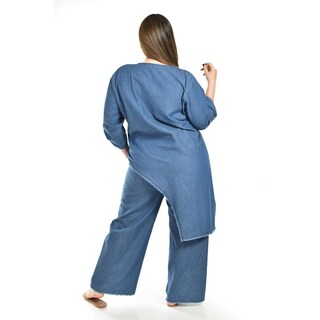 Foto 3 | Set Denim Con Diseño Asimetrico Roman Fashion /tallas Extras, 0050 (dark) Azul Oscuro