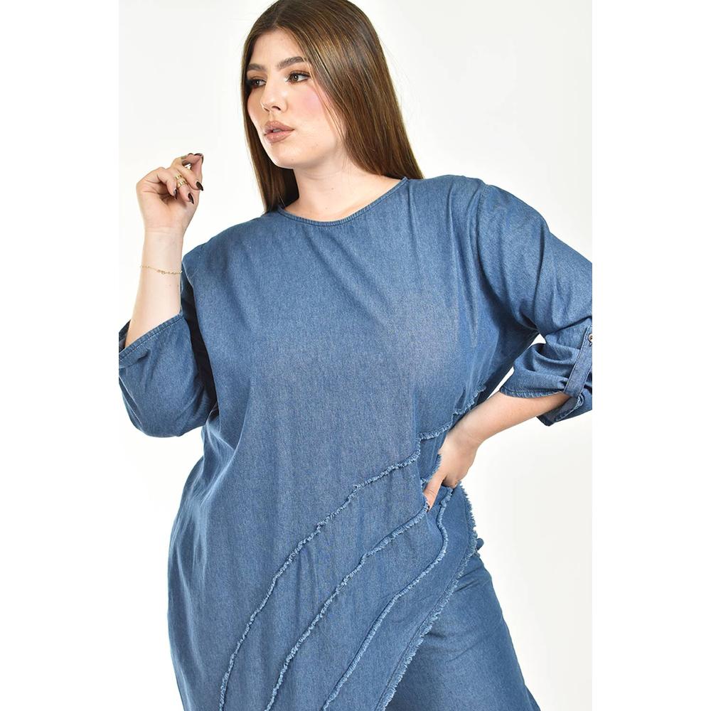 Foto 4 | Set Denim Con Diseño Asimetrico Roman Fashion /tallas Extras, 0050 (dark) Azul Oscuro