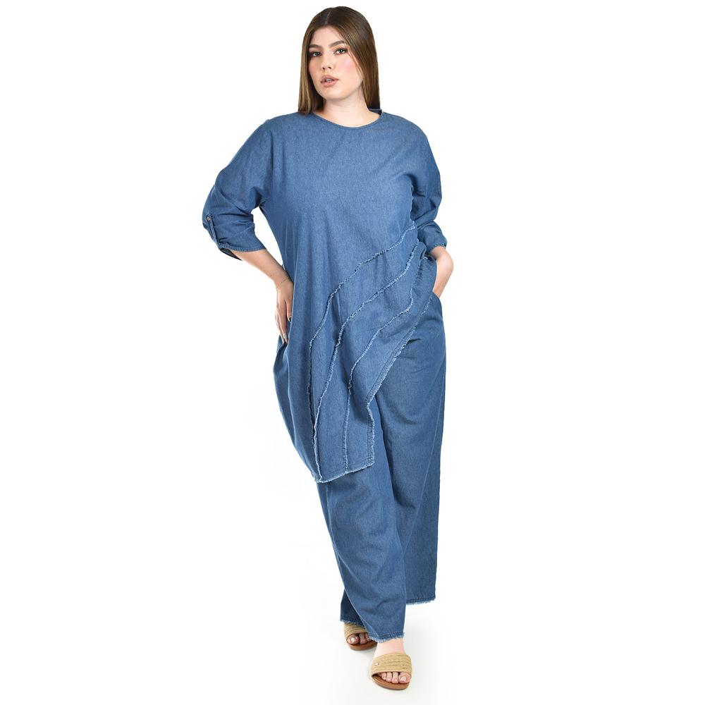Foto 5 | Set Denim Con Diseño Asimetrico Roman Fashion /tallas Extras, 0050 (dark) Azul Oscuro