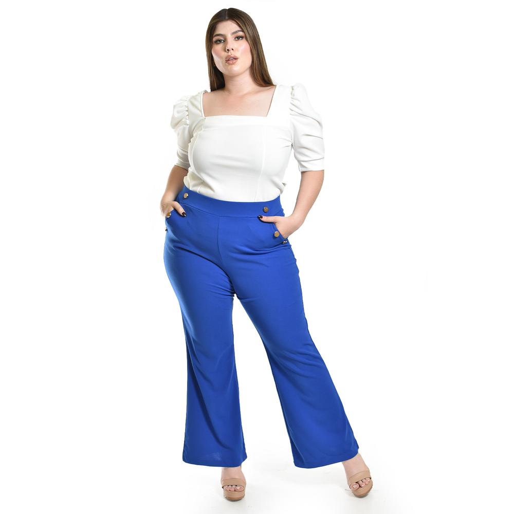 Foto 1 | Pantalón Pierna Ancha Roman Fashion /tallas Extras, 2202 (azul Rey) Azul