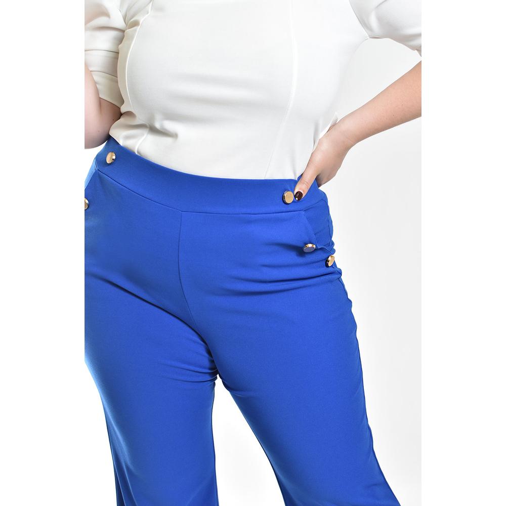 Foto 5 pulgar | Pantalón Pierna Ancha Roman Fashion /tallas Extras, 2202 (azul Rey) Azul