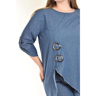 Foto 4 | Set De Mezclilla Asimetrico Roman Fashion /tallas Extras, 0010 (dark) Azul