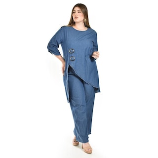 Foto 5 | Set De Mezclilla Asimetrico Roman Fashion /tallas Extras, 0010 (dark) Azul