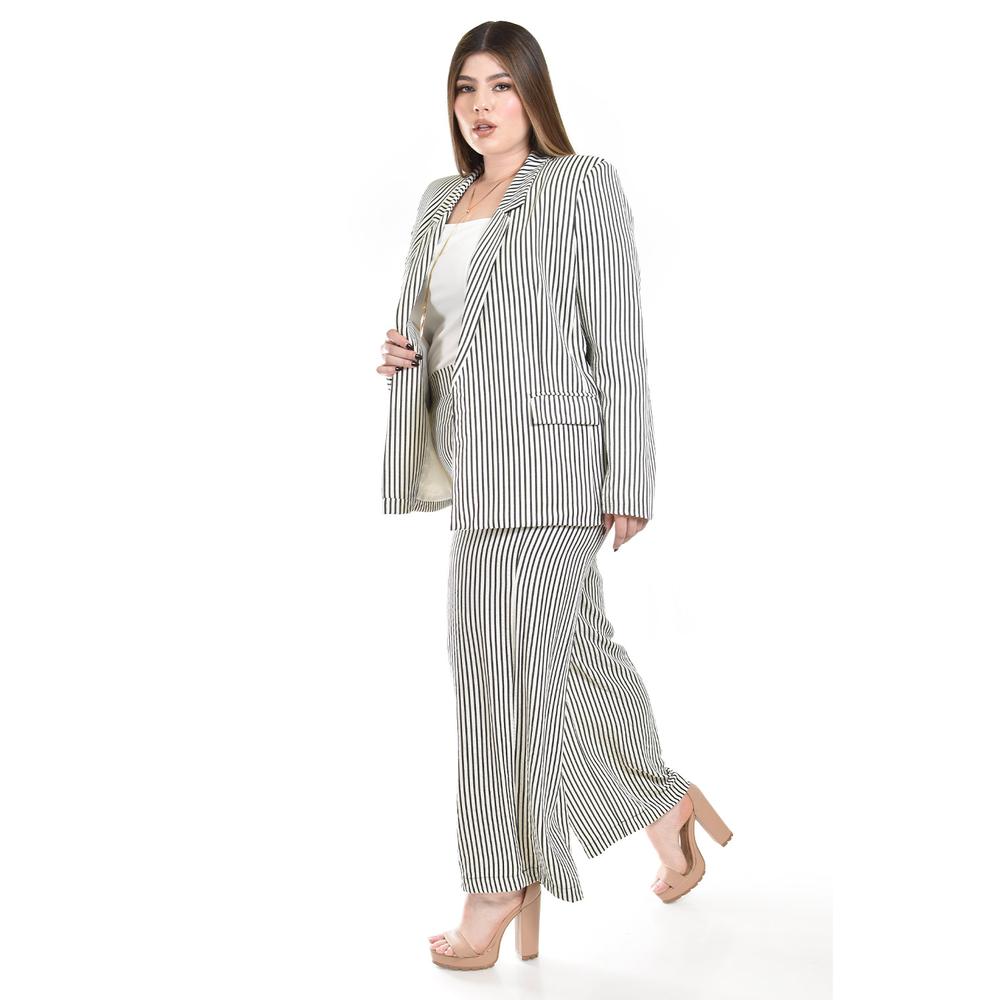 Foto 3 pulgar | Set De Blazer Y Pantalon A Rayas Roman Fashion / Tallas Extras, 0190 (negro Lineas) Negro