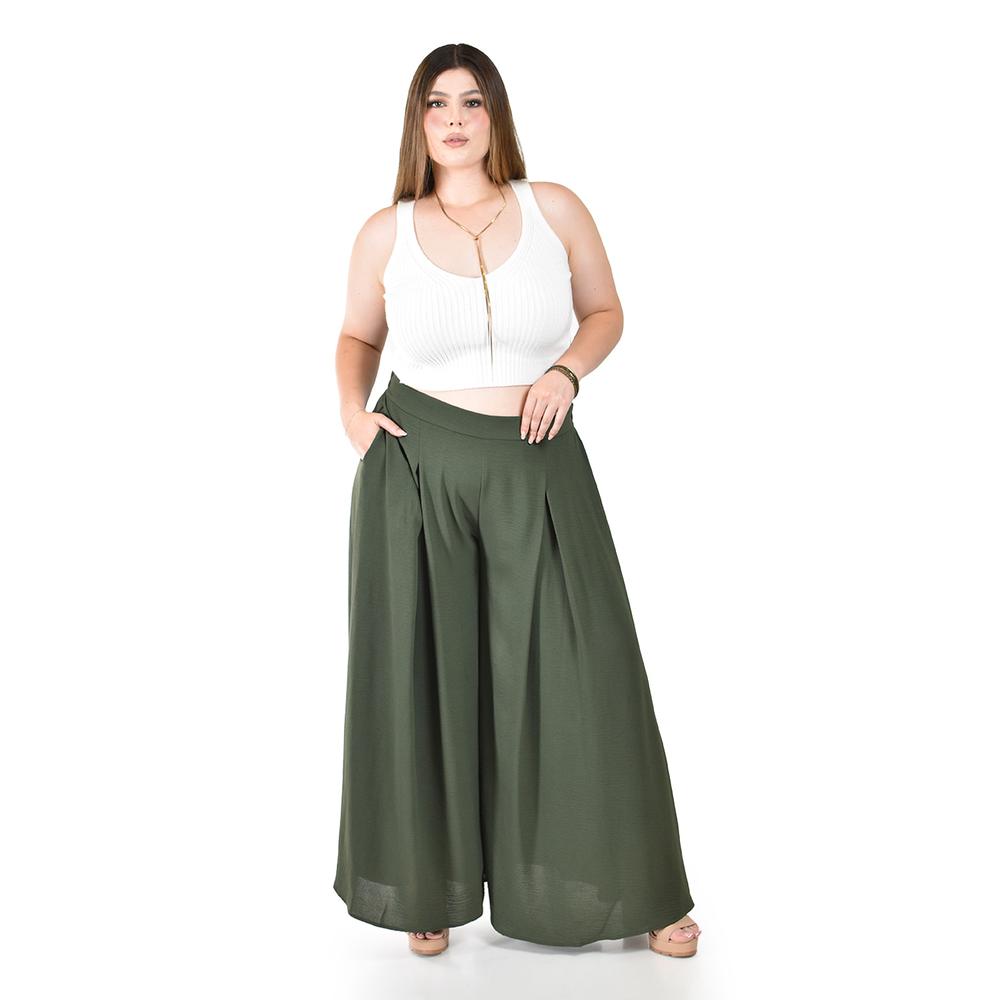 Foto 2 pulgar | Pantalón Tipo Palazzo Roman Fashion Verde para Mujer