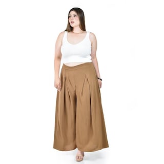 Foto 1 | Pantalón Tipo Palazzo Roman Fashion Café para Mujer