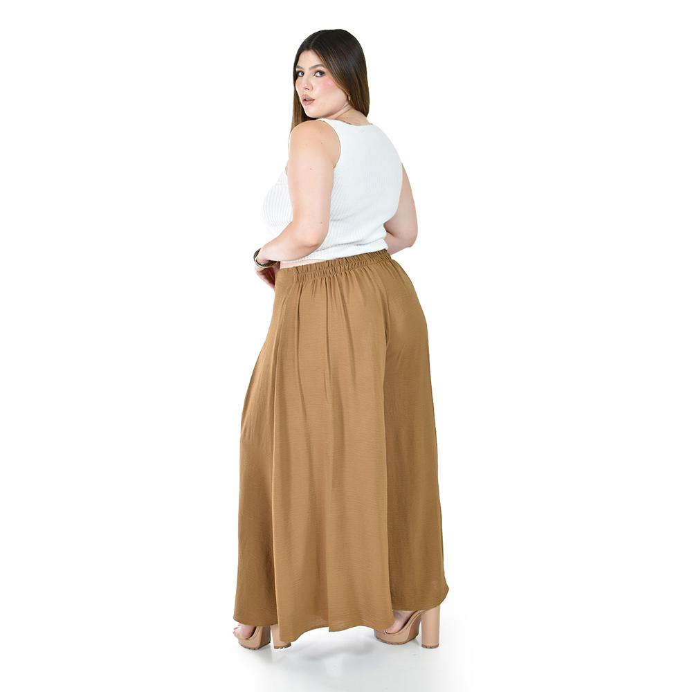 Foto 4 pulgar | Pantalón Tipo Palazzo Roman Fashion Café para Mujer