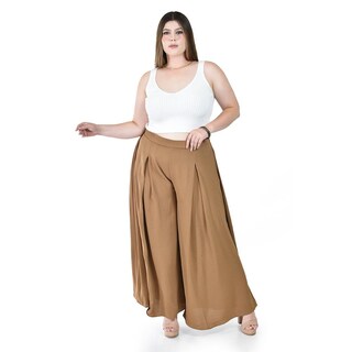Foto 5 | Pantalón Tipo Palazzo Roman Fashion Café para Mujer