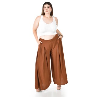 Foto 1 | Pantalón Tipo Palazzo Roman Fashion Café