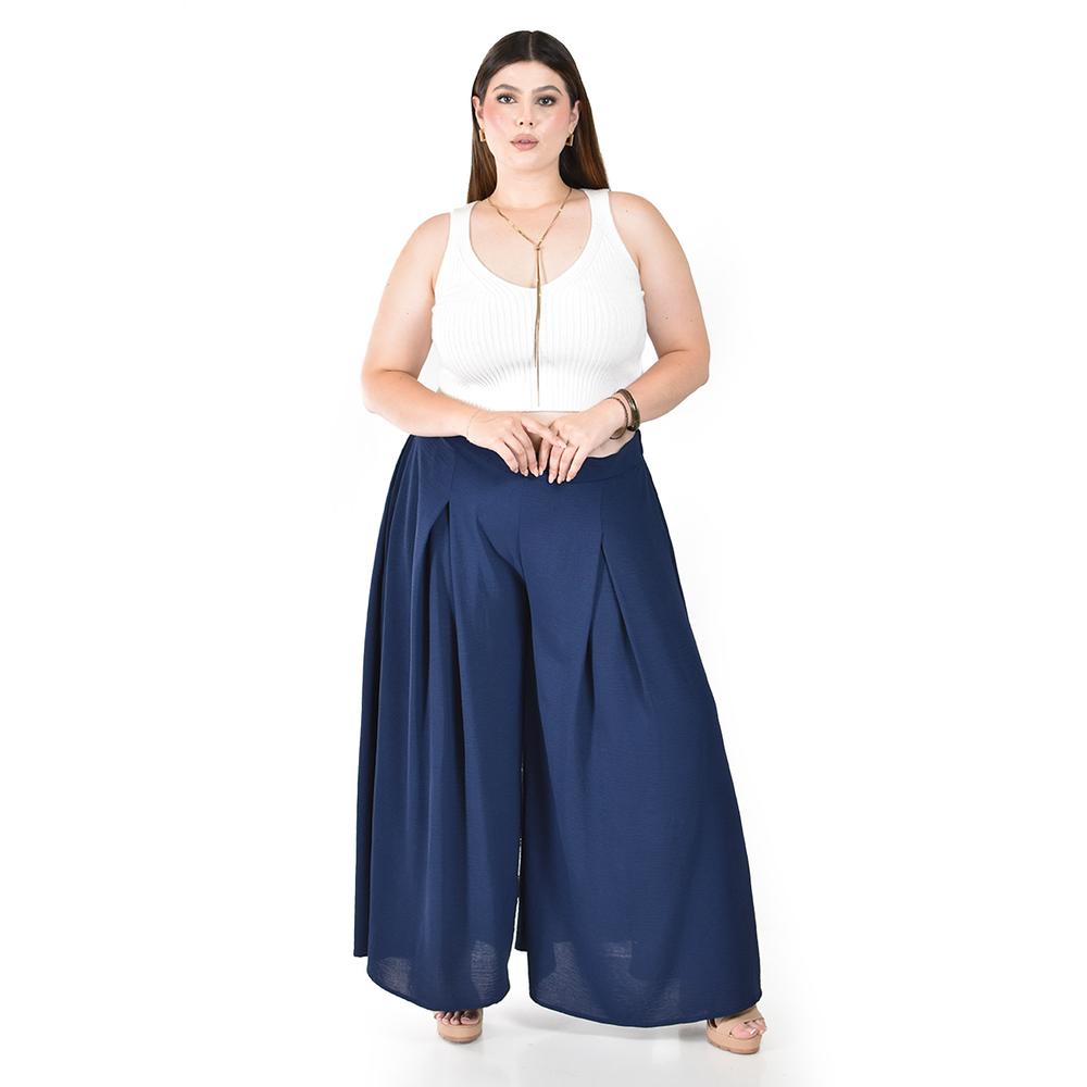 Foto 2 pulgar | Pantalon Tipo Palazzo Roman Fashion Azul Marino para Mujer