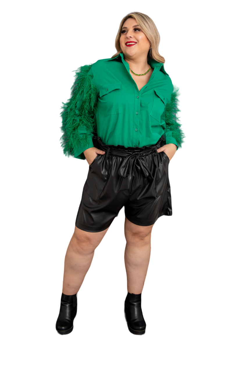 Foto 1 | Short Biker Con Elástico Piel María Ferré 2097e Negro Para Mujer Tallas Extras