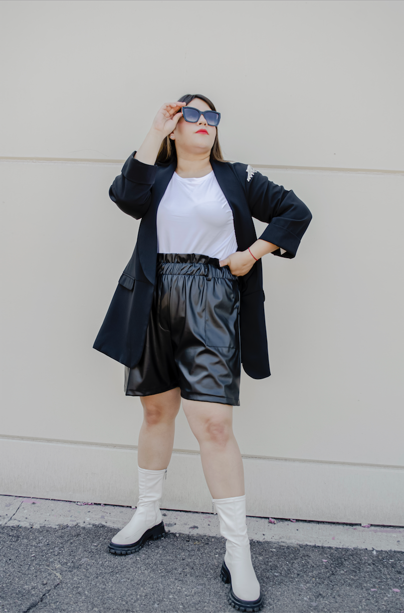 Foto 4 pulgar | Short Biker Con Elástico Piel María Ferré 2097e Negro Para Mujer Tallas Extras