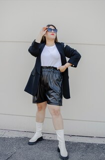 Foto 3 | Short Biker Con Elástico Piel María Ferré 2097e Negro Para Mujer Tallas Extras