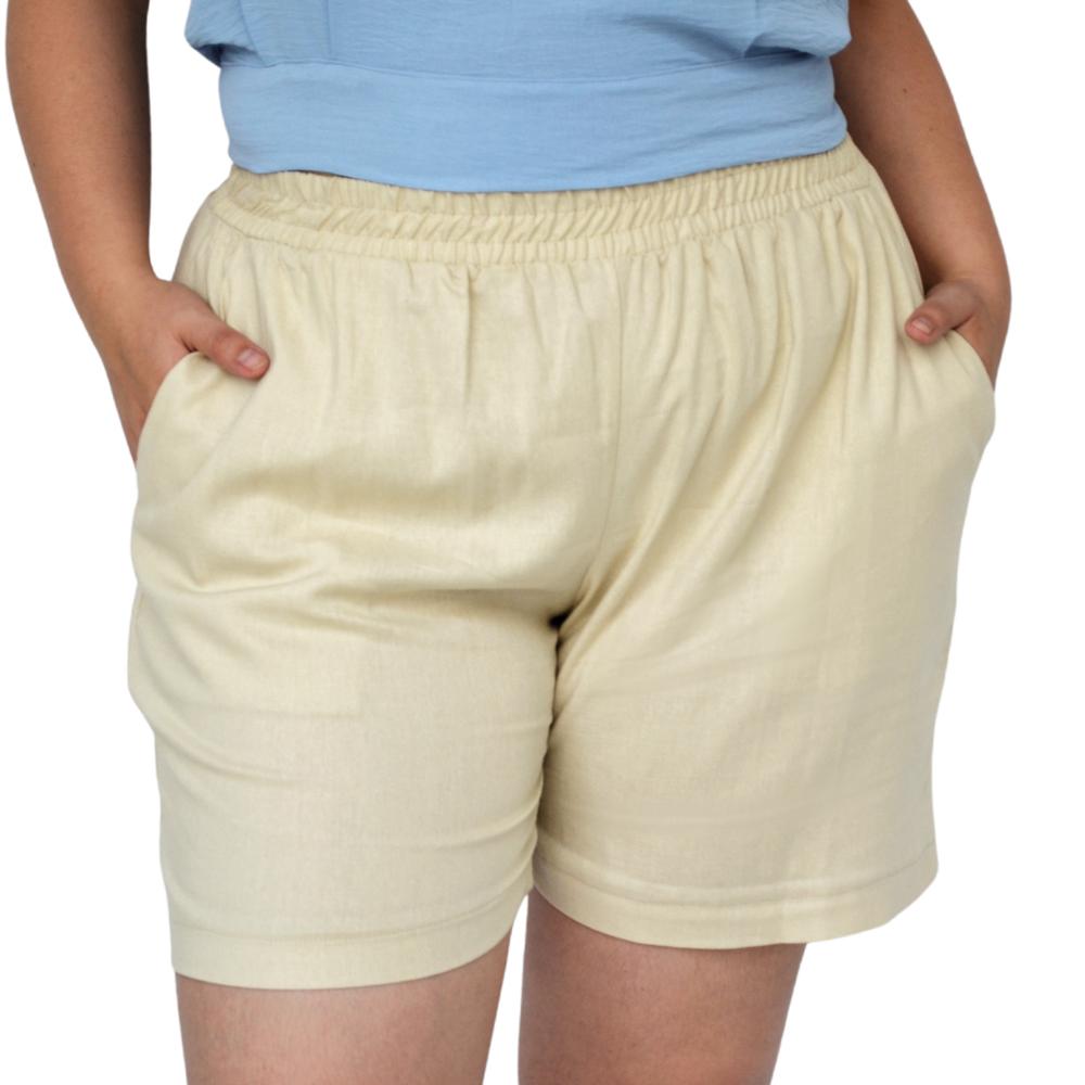 Foto 5 pulgar | Short para Dama Roman Fashion de Lino 7179 color Arena