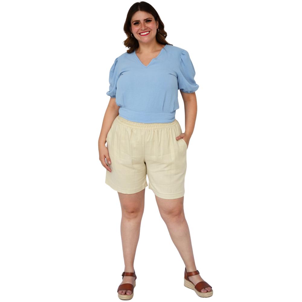 Foto 5 | Short para Dama Roman Fashion de Lino 7179 color Arena