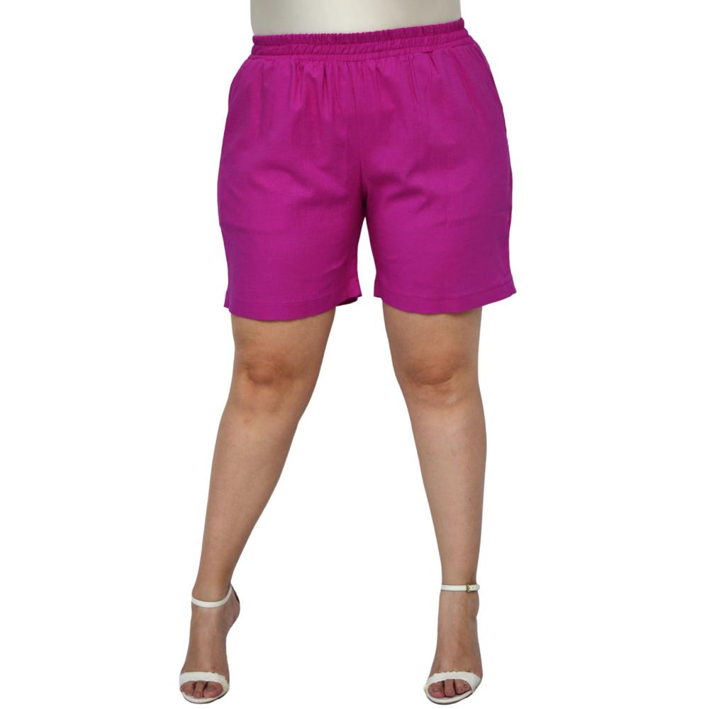 Foto 2 pulgar | Short de Lino Roman Fashion Talla Extra 7179 color Magenta