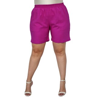 Foto 1 | Short de Lino Roman Fashion Talla Extra 7179 color Magenta