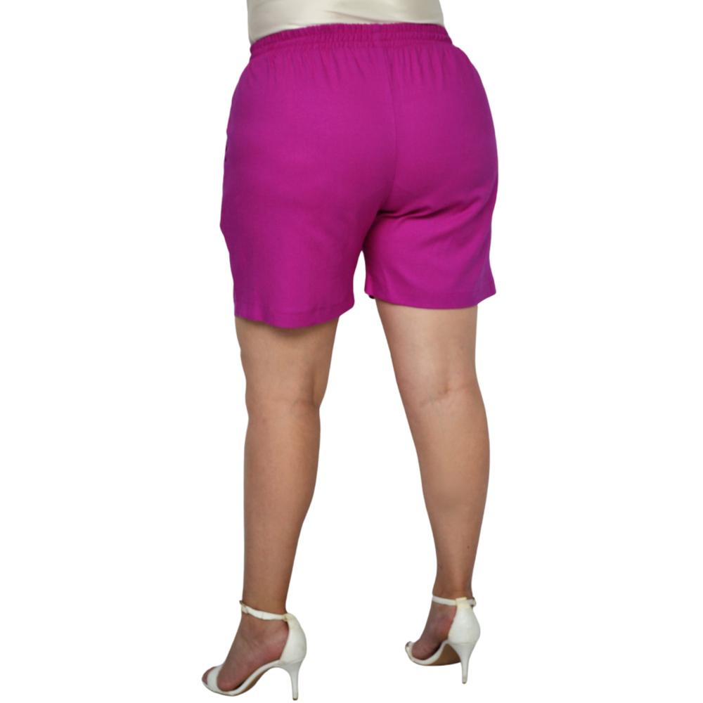 Foto 5 pulgar | Short de Lino Roman Fashion Talla Extra 7179 color Magenta