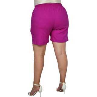 Foto 4 | Short de Lino Roman Fashion Talla Extra 7179 color Magenta