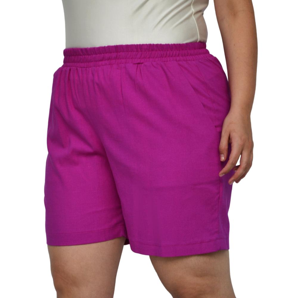 Foto 6 pulgar | Short de Lino Roman Fashion Talla Extra 7179 color Magenta
