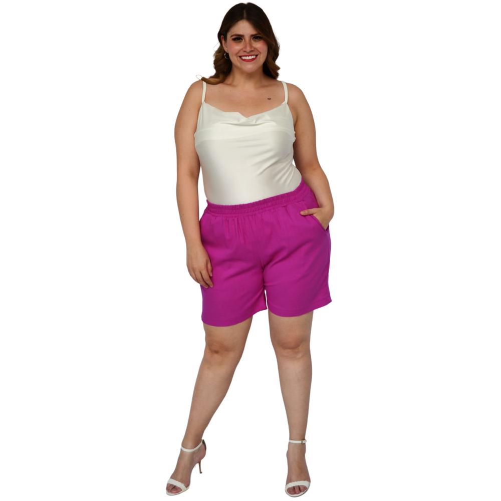 Foto 7 pulgar | Short de Lino Roman Fashion Talla Extra 7179 color Magenta