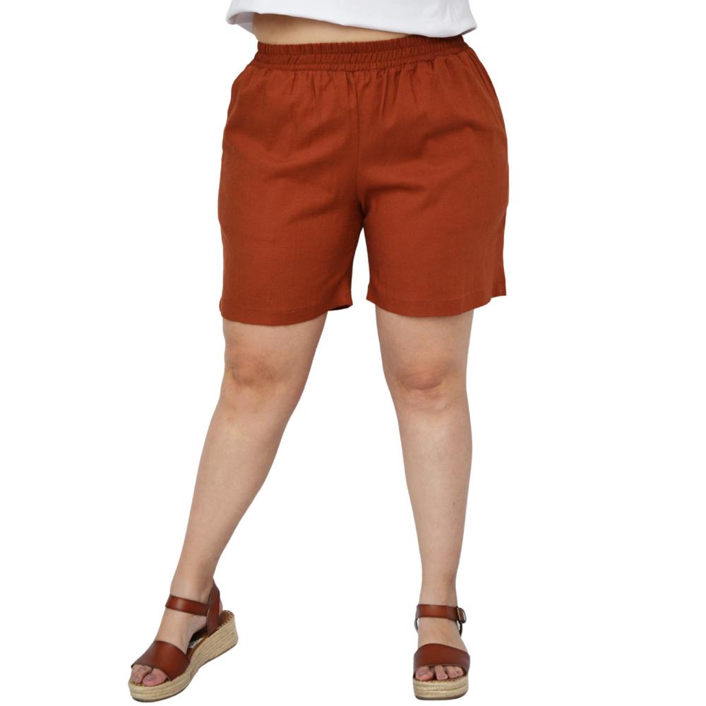 Foto 2 pulgar | Short para Dama Roman Fashion de Lino 7179 color Chedron