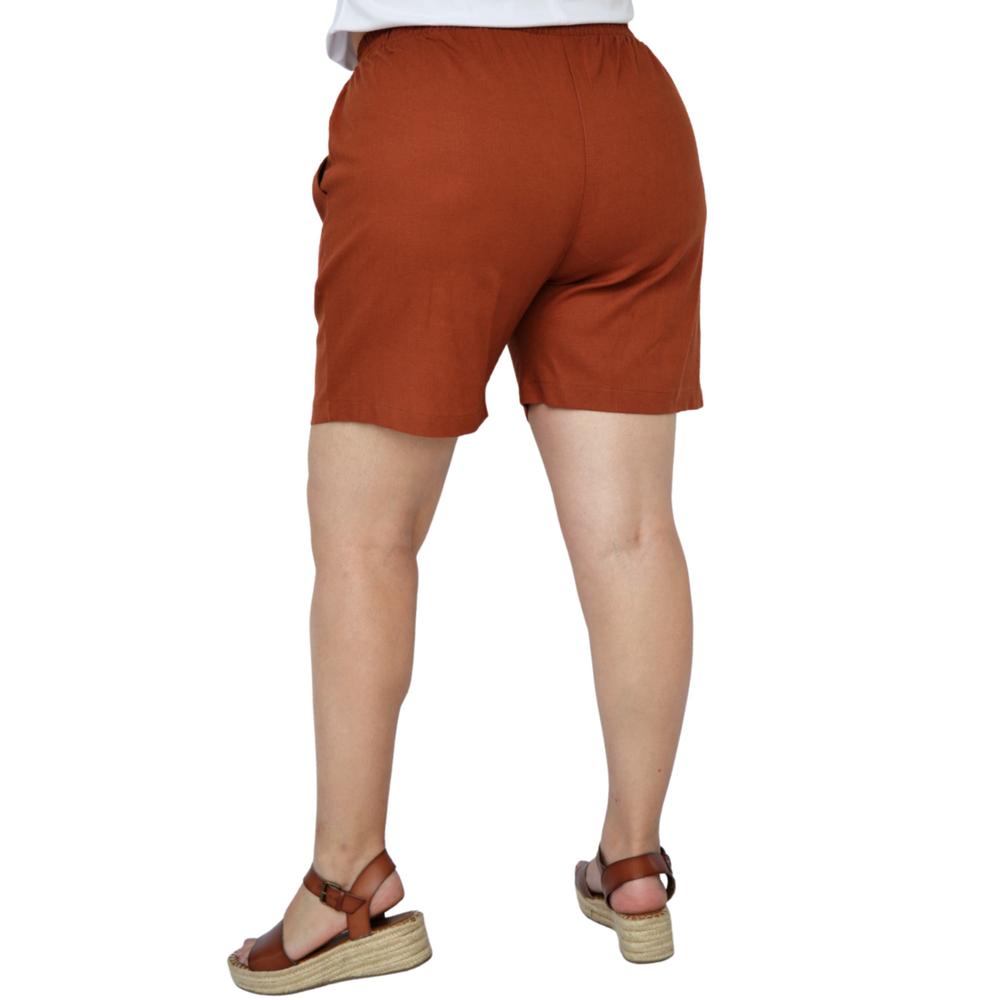 Foto 3 pulgar | Short para Dama Roman Fashion de Lino 7179 color Chedron