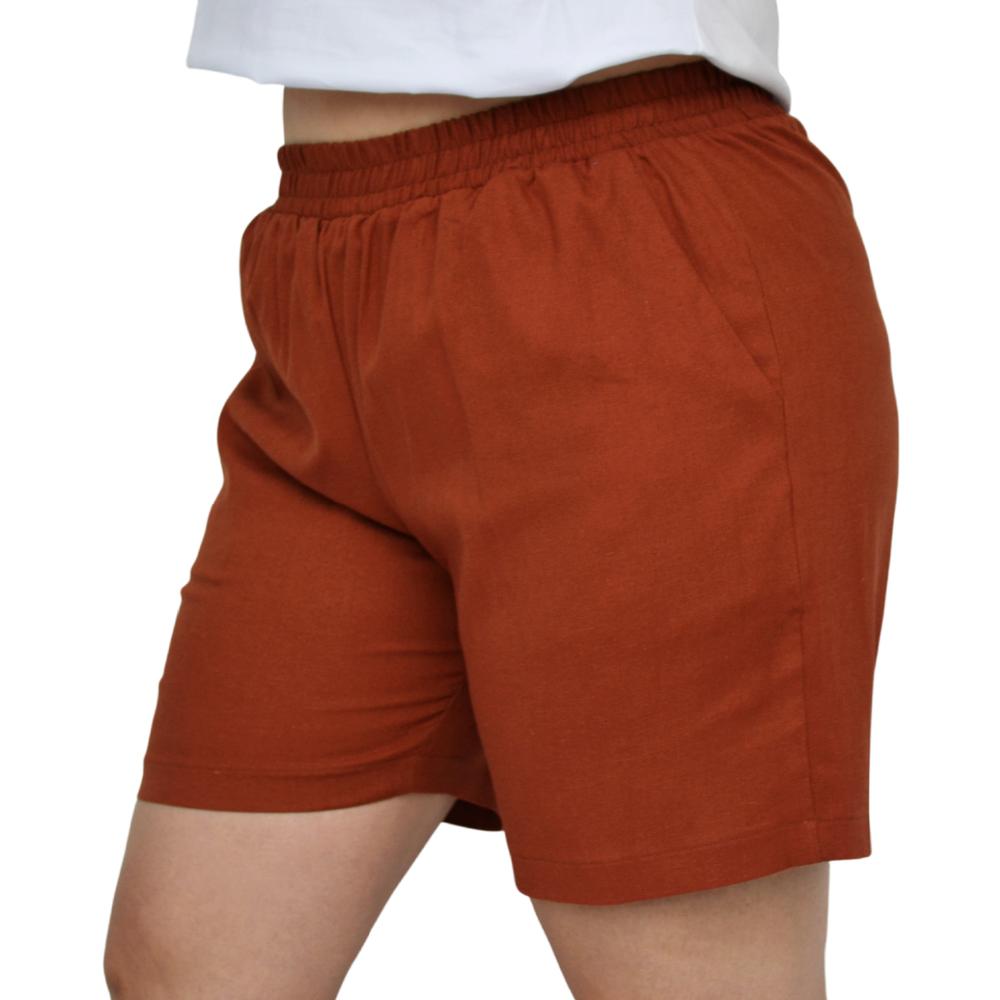 Foto 4 pulgar | Short para Dama Roman Fashion de Lino 7179 color Chedron