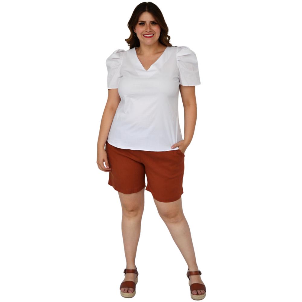 Foto 5 pulgar | Short para Dama Roman Fashion de Lino 7179 color Chedron