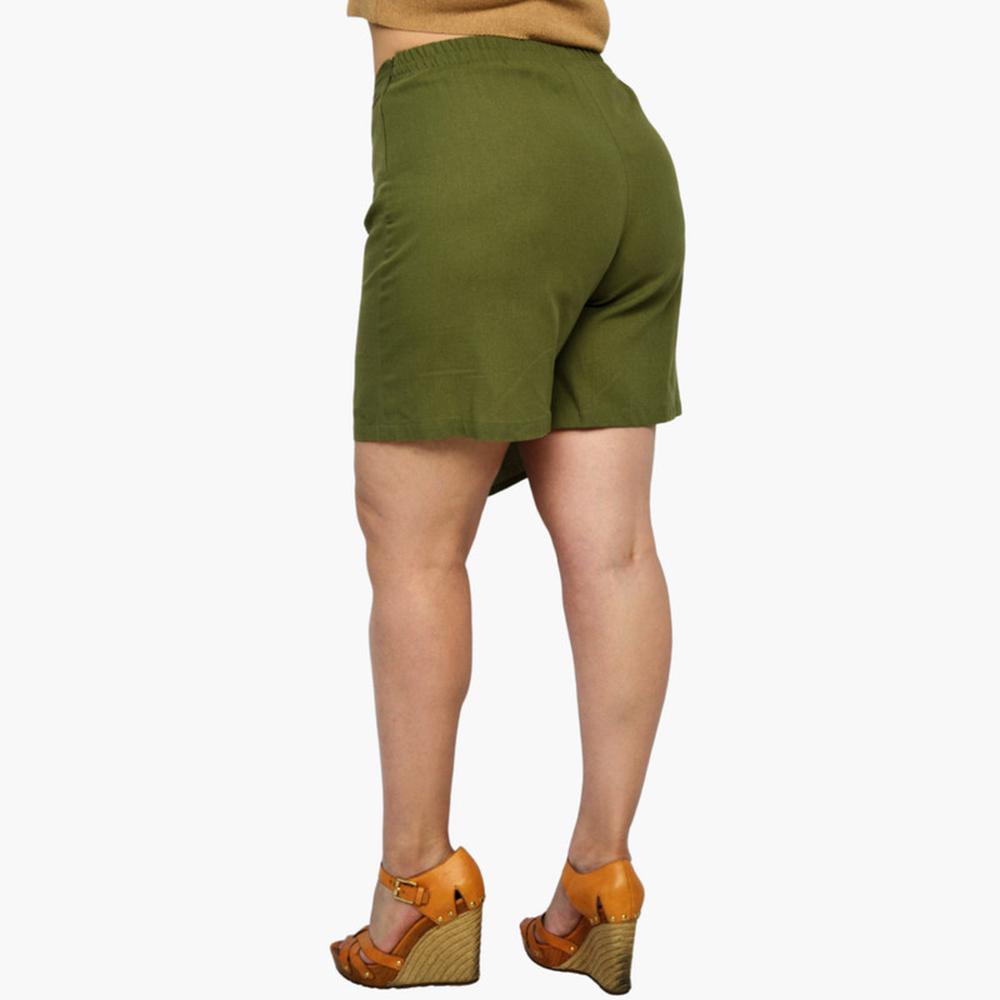 Foto 4 pulgar | Short Falda Roman Fashion 2759 color Verde de Lino Tallas Extras