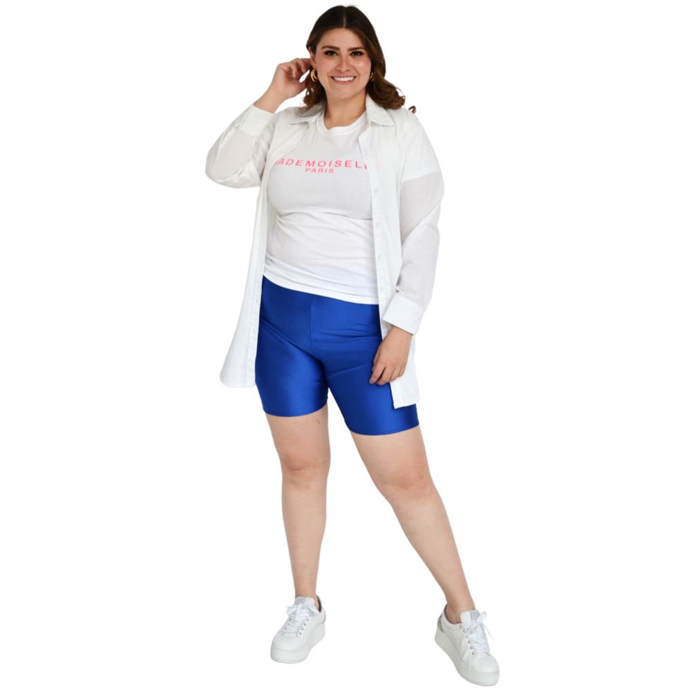 Foto 5 pulgar | Short Tipo Biker Roman Fashion color Azul para Mujer