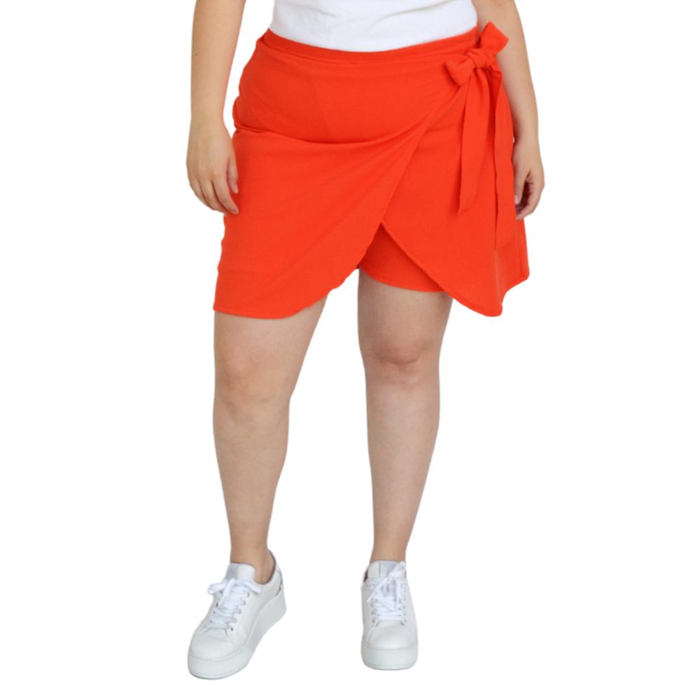 Foto 2 pulgar | Short Falda Con Moño Roman Fashion Tallas Extras color Naranja