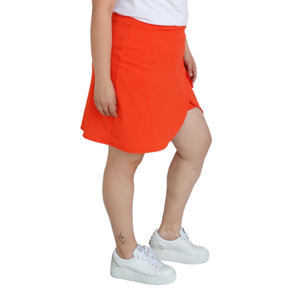 Foto 3 pulgar | Short Falda Con Moño Roman Fashion Tallas Extras color Naranja