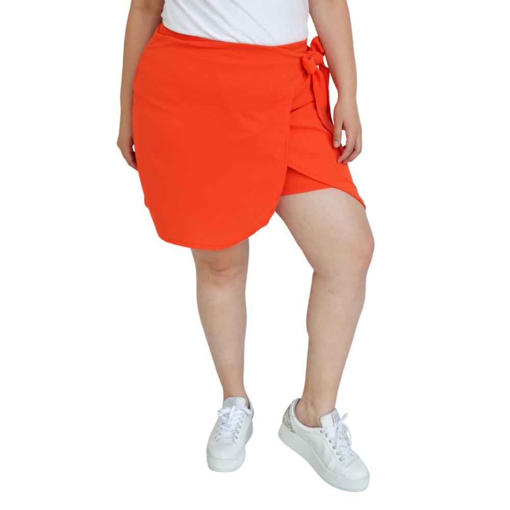 Foto 4 pulgar | Short Falda Con Moño Roman Fashion Tallas Extras color Naranja