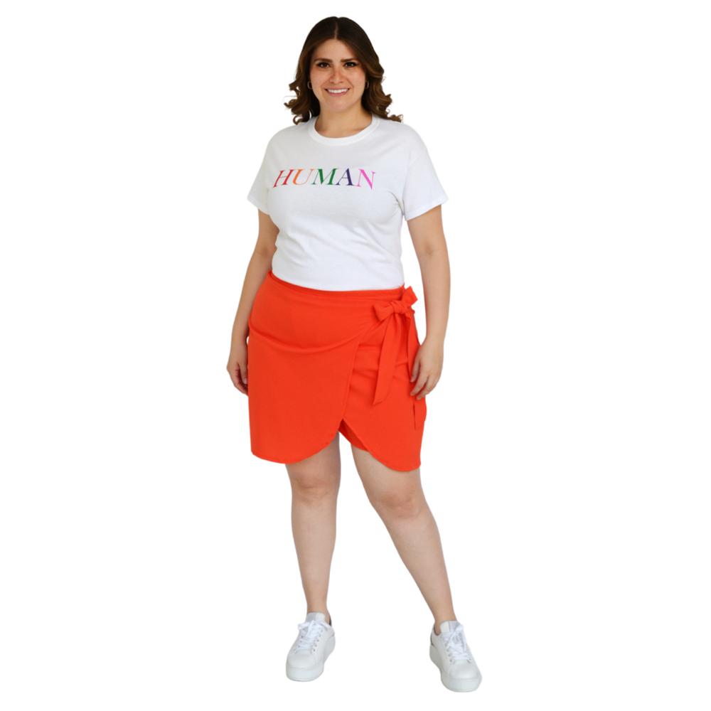 Foto 7 pulgar | Short Falda Con Moño Roman Fashion Tallas Extras color Naranja