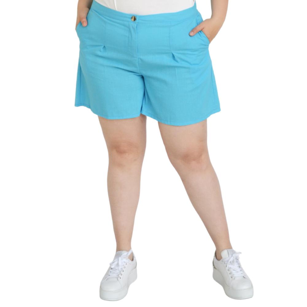 Short Clásico de Lino Roman Fashion 0136 color Azul Tallas Extras