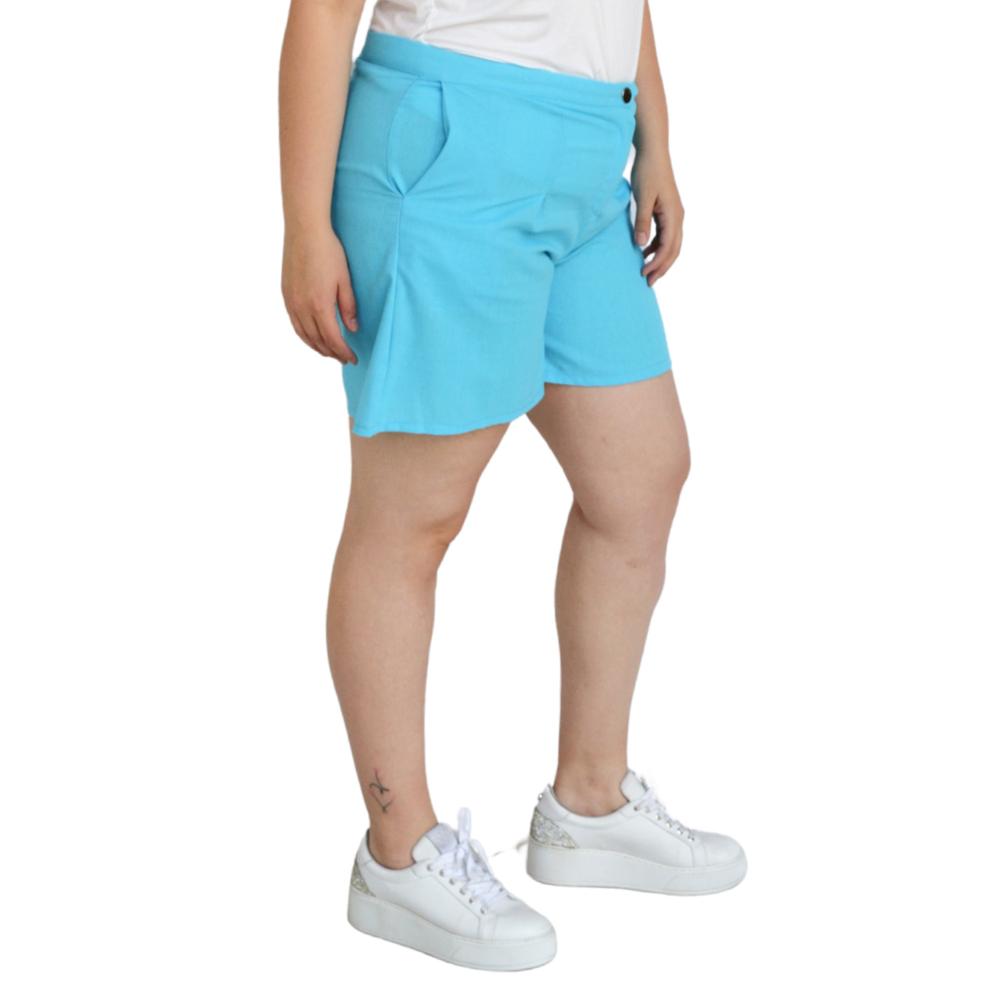Foto 2 | Short Clásico de Lino Roman Fashion 0136 color Azul Tallas Extras