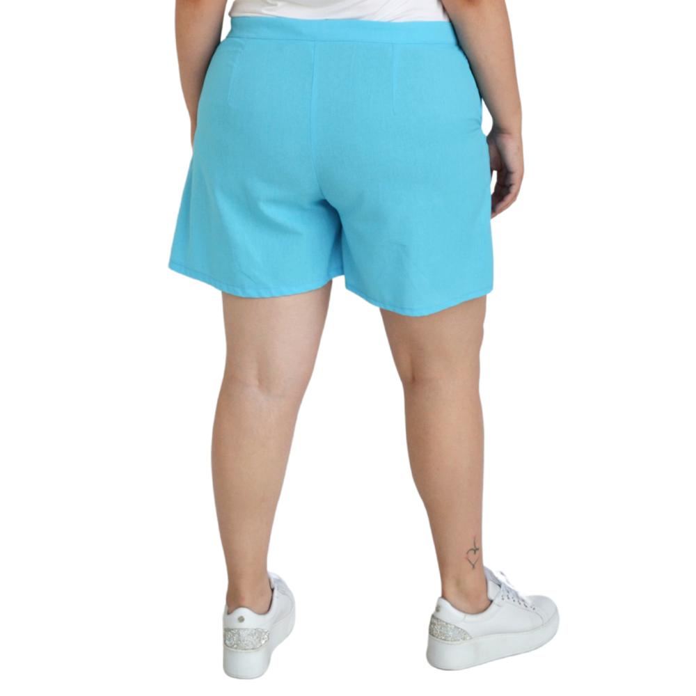 Foto 4 pulgar | Short Clásico de Lino Roman Fashion 0136 color Azul Tallas Extras