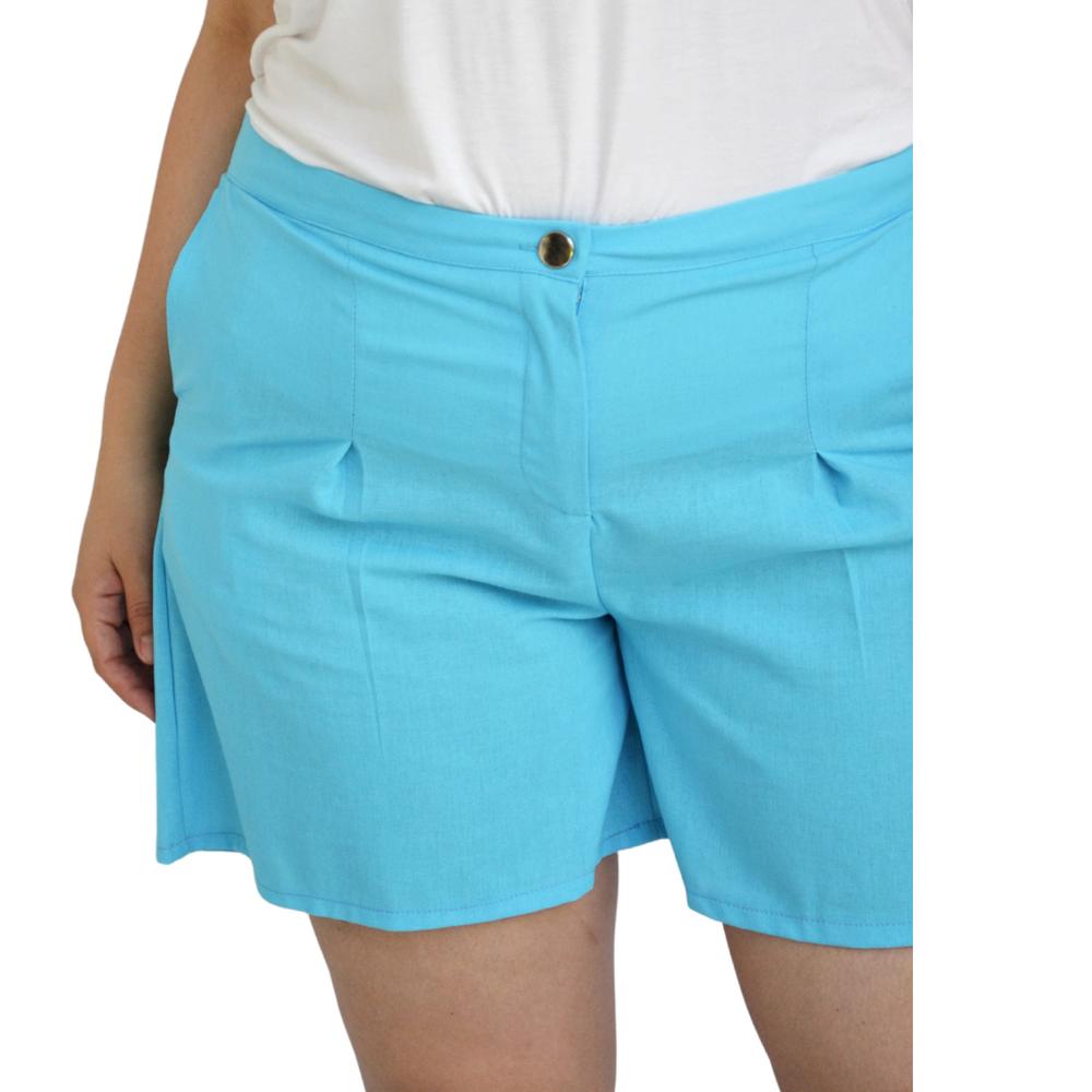 Foto 5 pulgar | Short Clásico de Lino Roman Fashion 0136 color Azul Tallas Extras