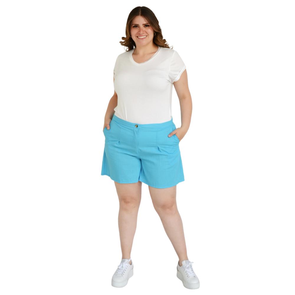 Foto 5 | Short Clásico de Lino Roman Fashion 0136 color Azul Tallas Extras
