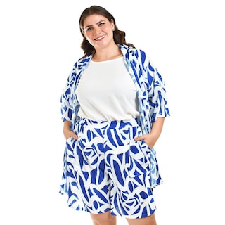 Foto 5 | Set Plisado Ensamble Y Short Roman Fashion /tallas Extras, 4342 (blanco - Azul Rey) Azul