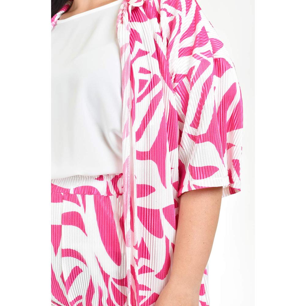 Foto 4 | Set Plisado Ensamble Y Short Roman Fashion /tallas Extras, 4342 (blanco - Fiusha) Fucsia