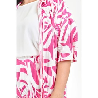 Foto 4 | Set Plisado Ensamble Y Short Roman Fashion /tallas Extras, 4342 (blanco - Fiusha) Fucsia